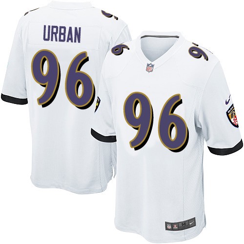 Men's Game Brent Urban Nike Jersey White Road - #96 NFL Baltimore Ravens
